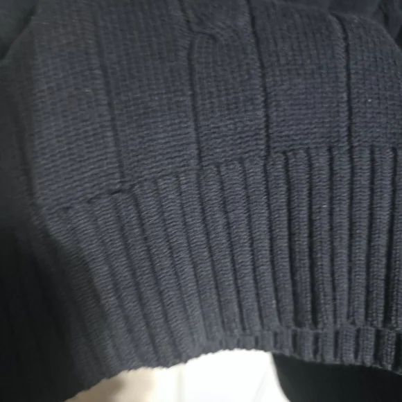 Oscar de la Renta Navy Cable Knit Crewneck Sweater - Picture 3 of 7